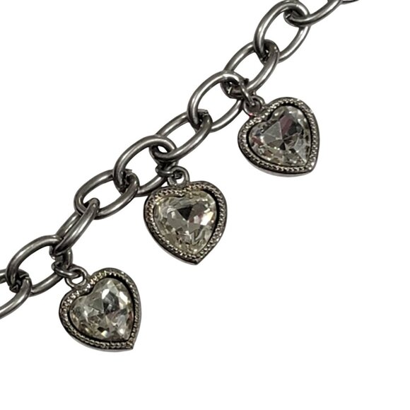 Vintage Monet Charm Bracelet Silver Tone Hearts - Picture 3 of 6